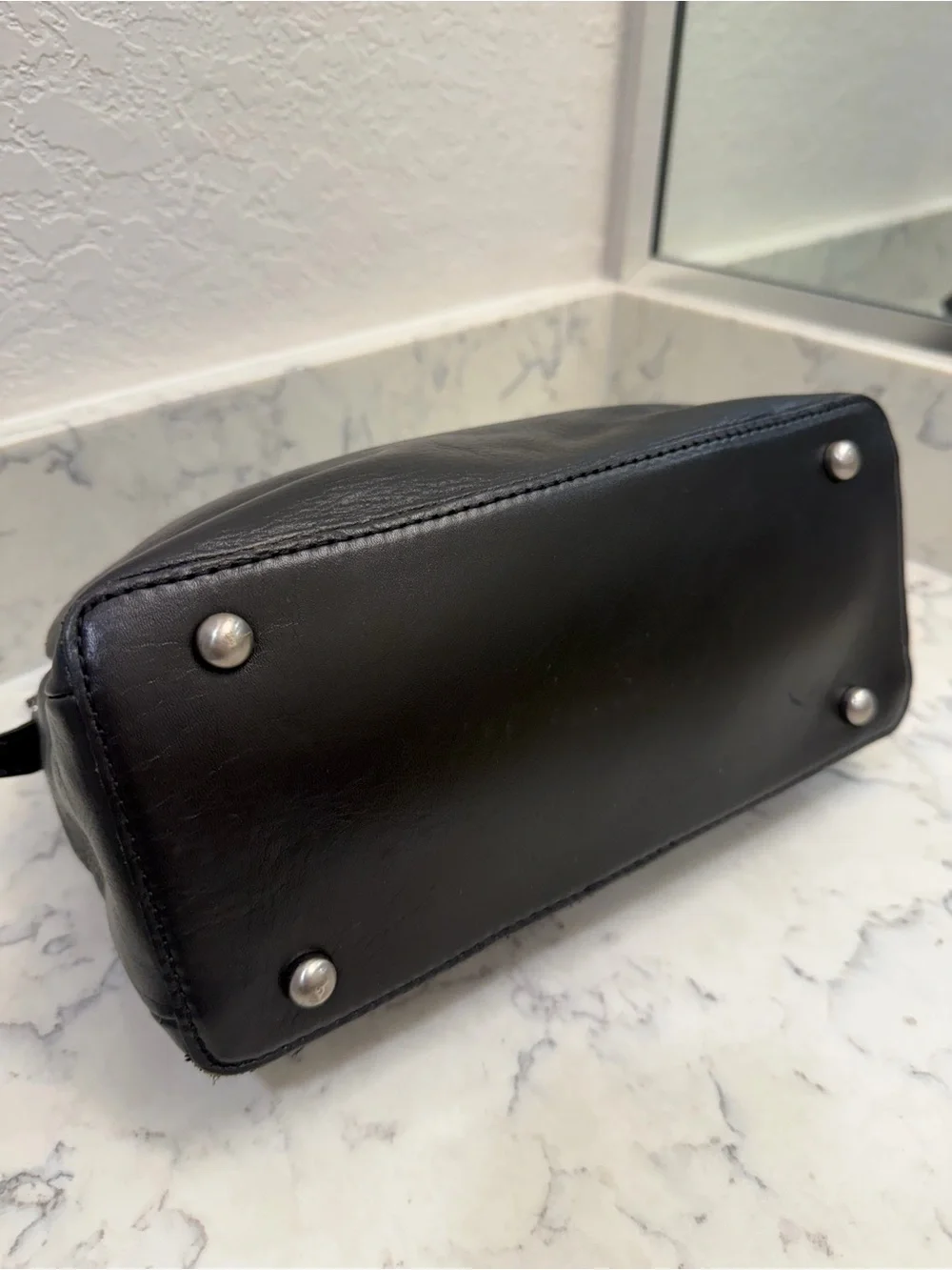 Patricia Nash 10th Anniversary Black Leather Satchel Top Handle Bag